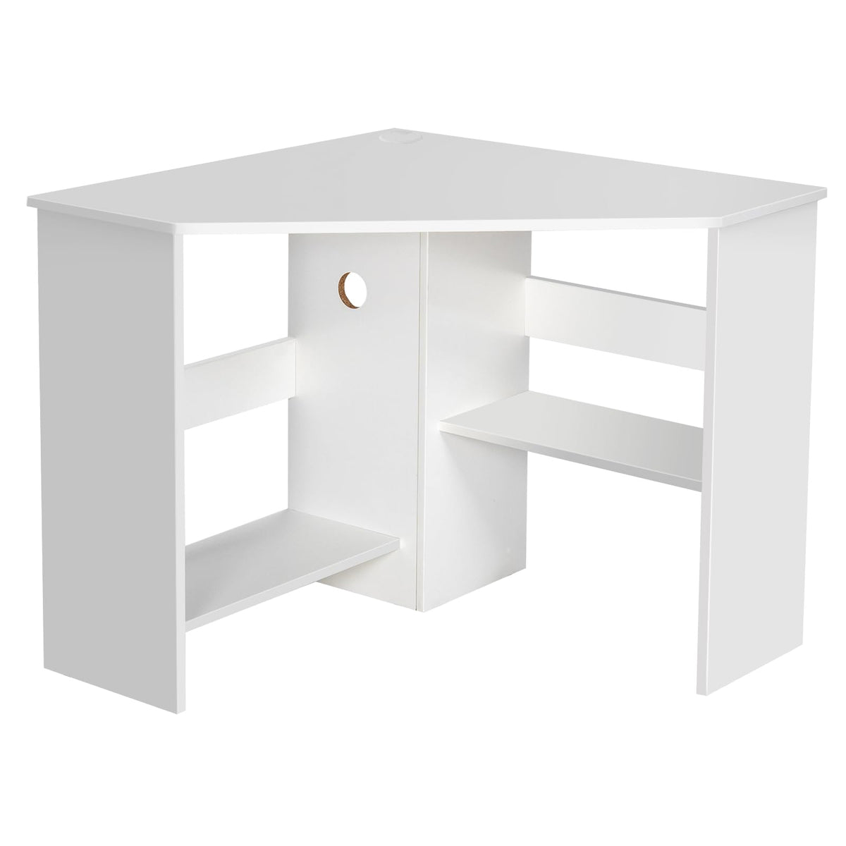 White Compact Corner Desk D722888