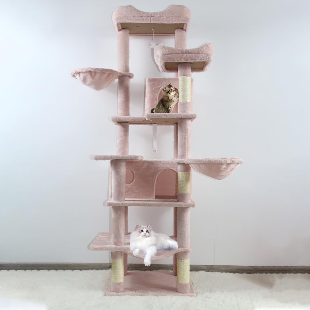 68in Multi Level Cat Tree with Hammocks, Cat Cave, Hanging Basket and Scratching Posts O8766