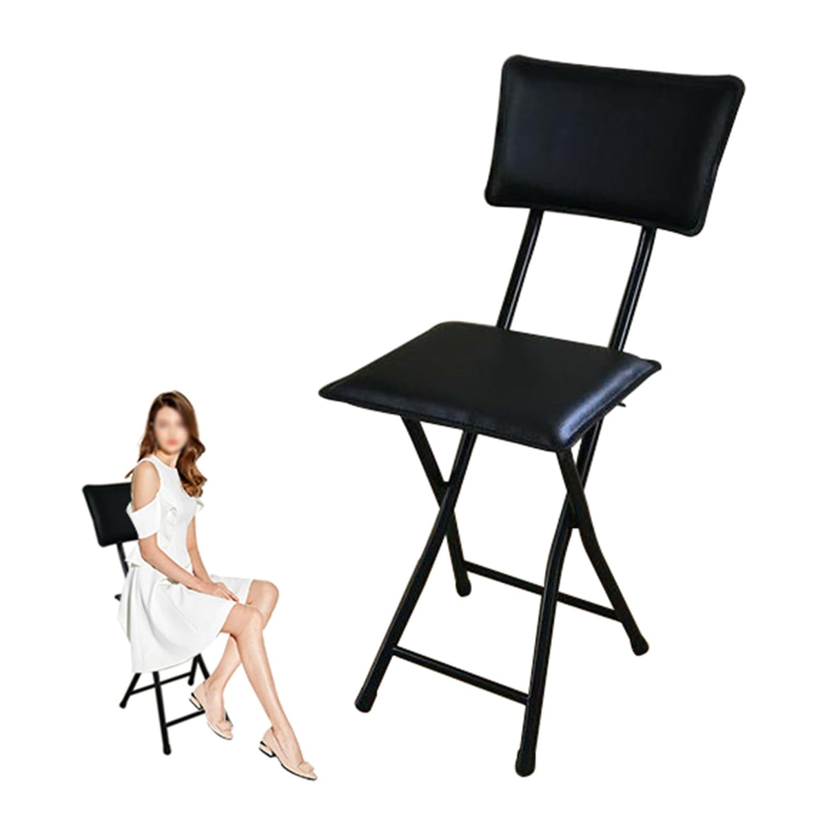 Foldable Counter Height Stool with Backrest E44341