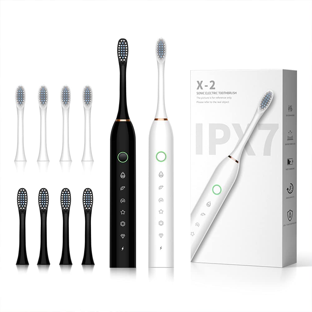 2 Pack Sonic Electric Toothbrush with 8 Heads U99466