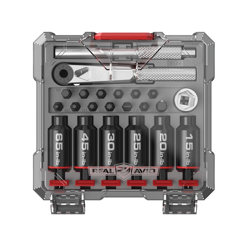 Torque Screwdriver & Ratcheting Driver Tool Set with 12 Bits & Storage Case E36934