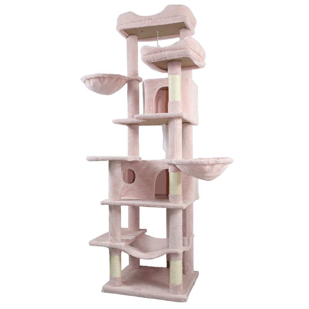 68in Multi Level Cat Tree with Hammocks, Cat Cave, Hanging Basket and Scratching Posts O8766