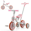 4 in 1 Tricycle with Adjustable Seat & Push Handle, Removable Pedals & Training Wheels, Pink E540
