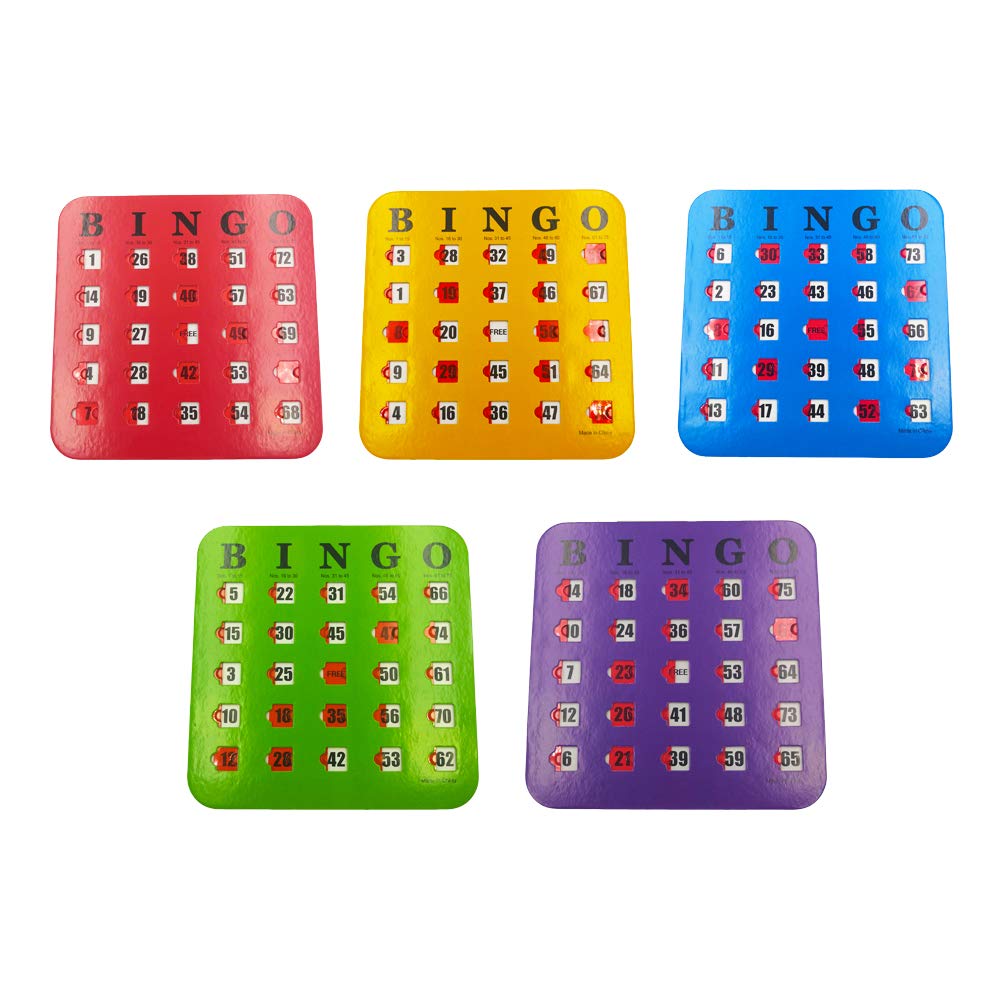 5 Pack Multi Color Extra Thick Stitched Bingo Cards E870