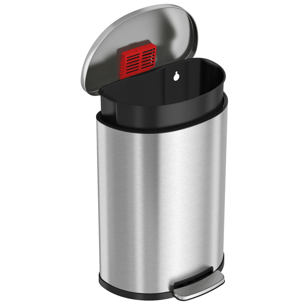 50L Stainless Steel Step Trash Can with Odor Filter and Removable Bucket O292