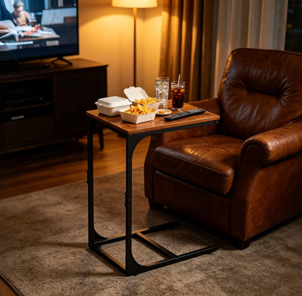 C-Shaped End Table Set of 2 Metal Frame J614