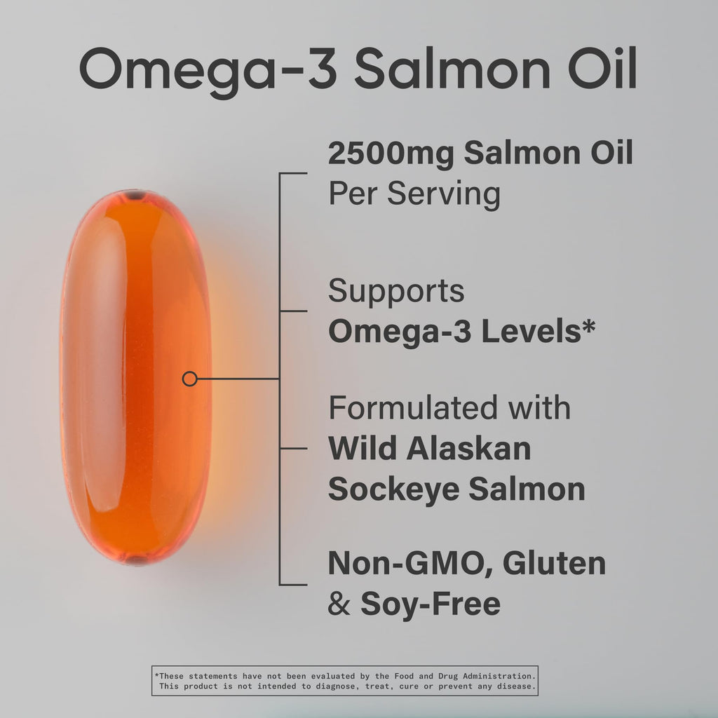 Omega-3 Wild Sockeye Salmon Oil 2500mg 180 Softgels K714