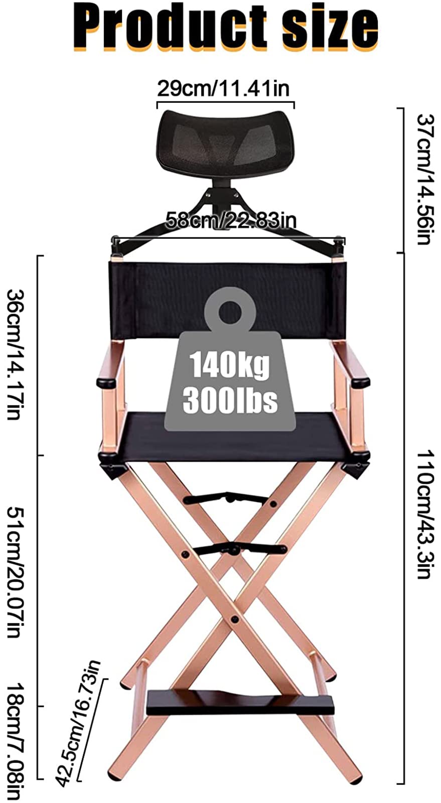 Folding Directors Chair with Head Rest C158023