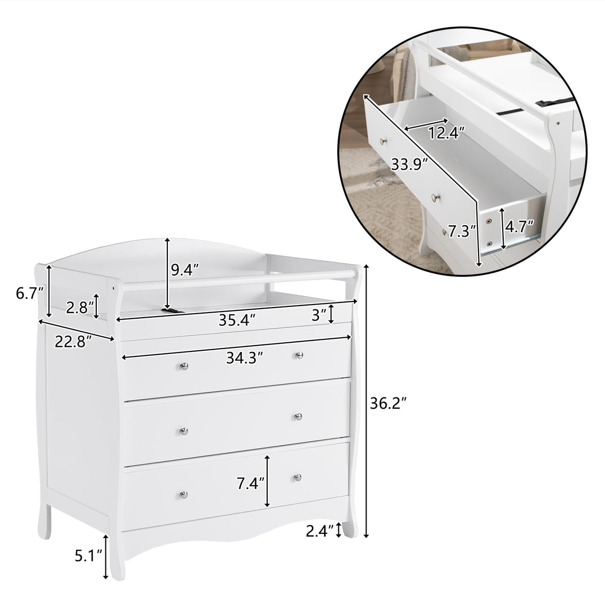 White Changing Table Dresser G129360