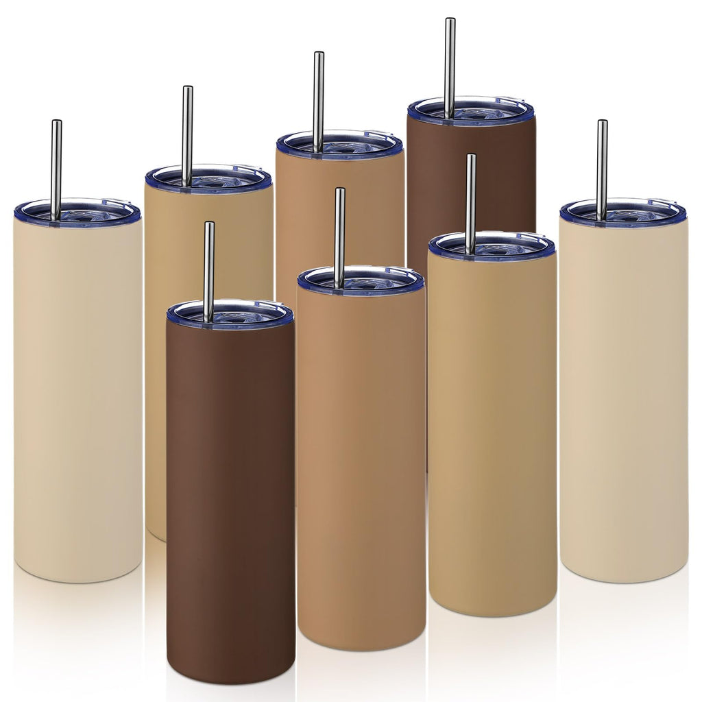 8 Pcs 20oz Insulated Stainless Steel Tumbler with Lid and Straw S509347