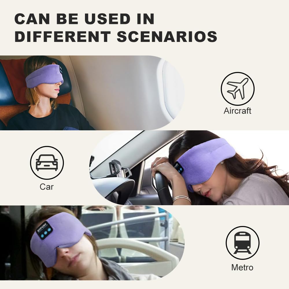 Bluetooth Sleep Mask Wireless Headphones Purple C1042