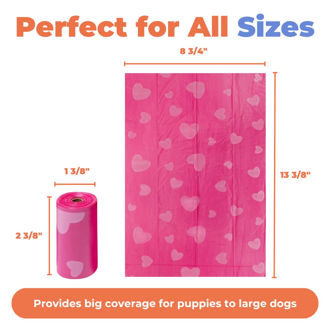 Pink Heart 150 Count Dog Poop Bags M506