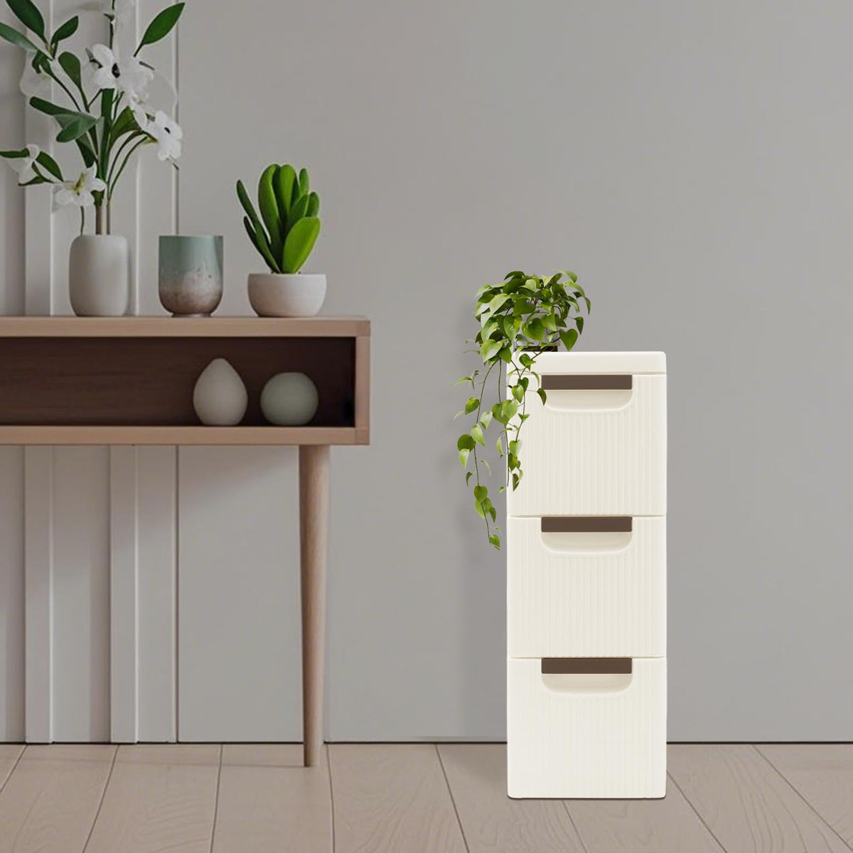 Narrow Rolling Storage Cabinet with 3 Drawers S9088