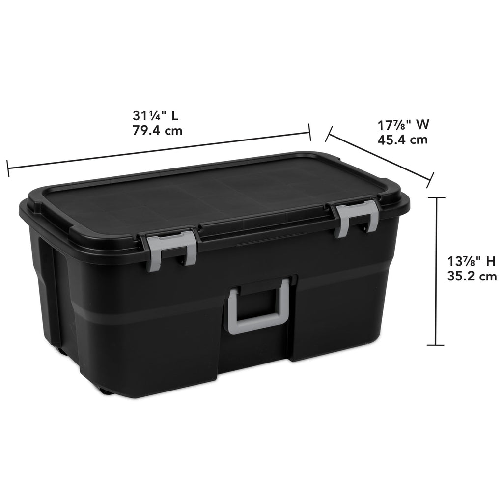 22 Gallon Black Lockable Rolling Storage Footlocker D65810