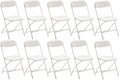 White Plastic Folding Chairs Set of 10 Steel Frame A8327