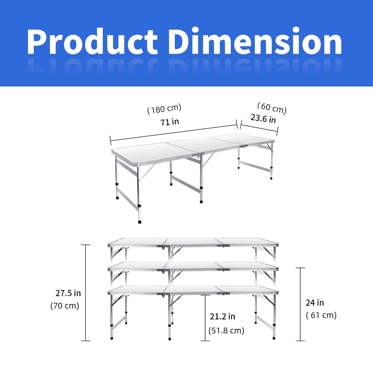 6FT Adjustable Folding Camping Table S727
