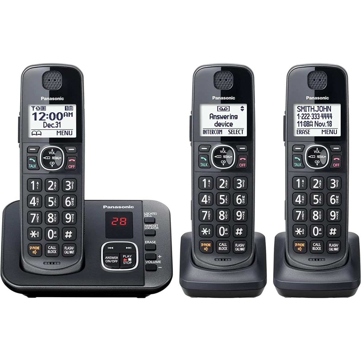 3 Cordless Phones with Answering Machine and Call Blocking A10453