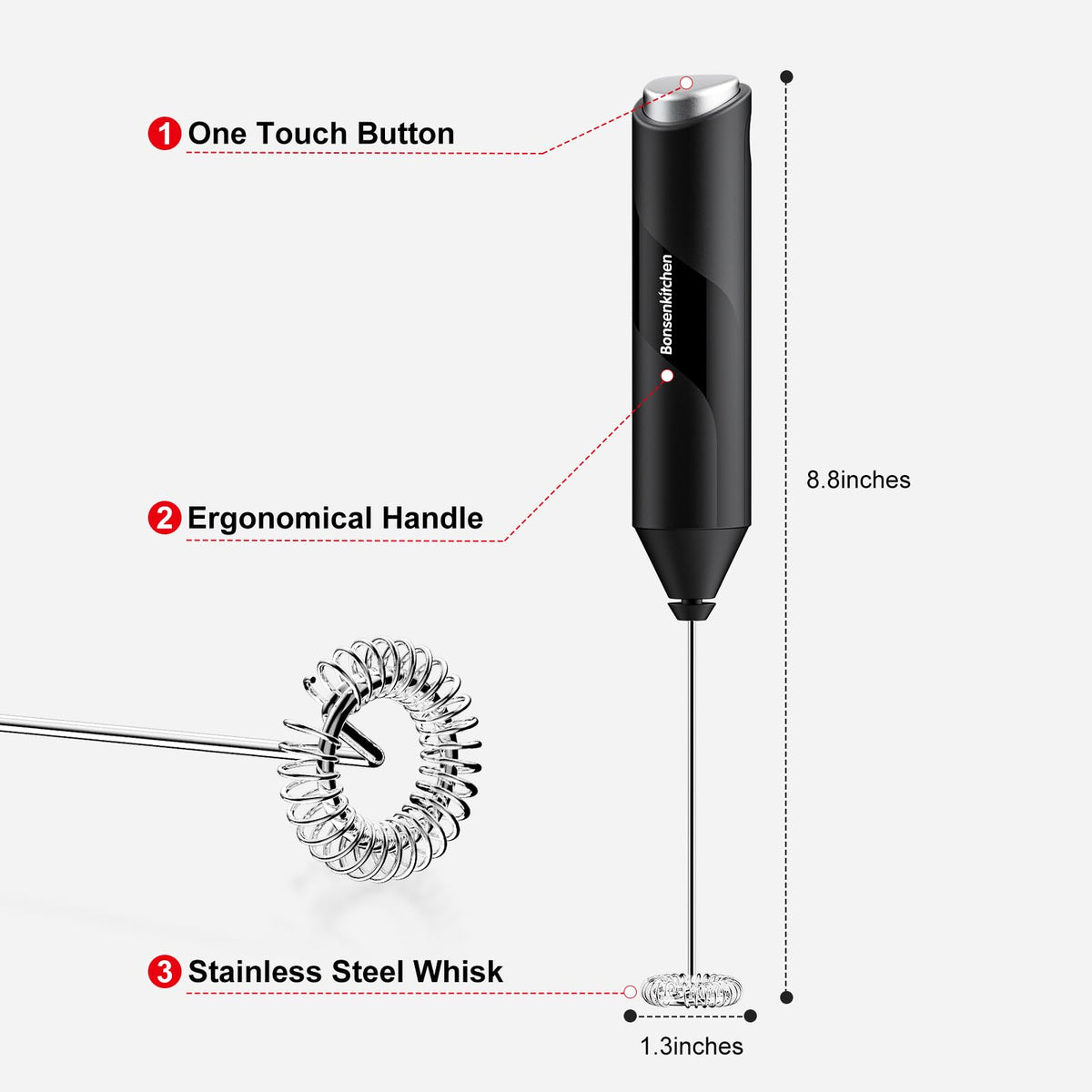 Battery Operated Black Milk Frother I8398