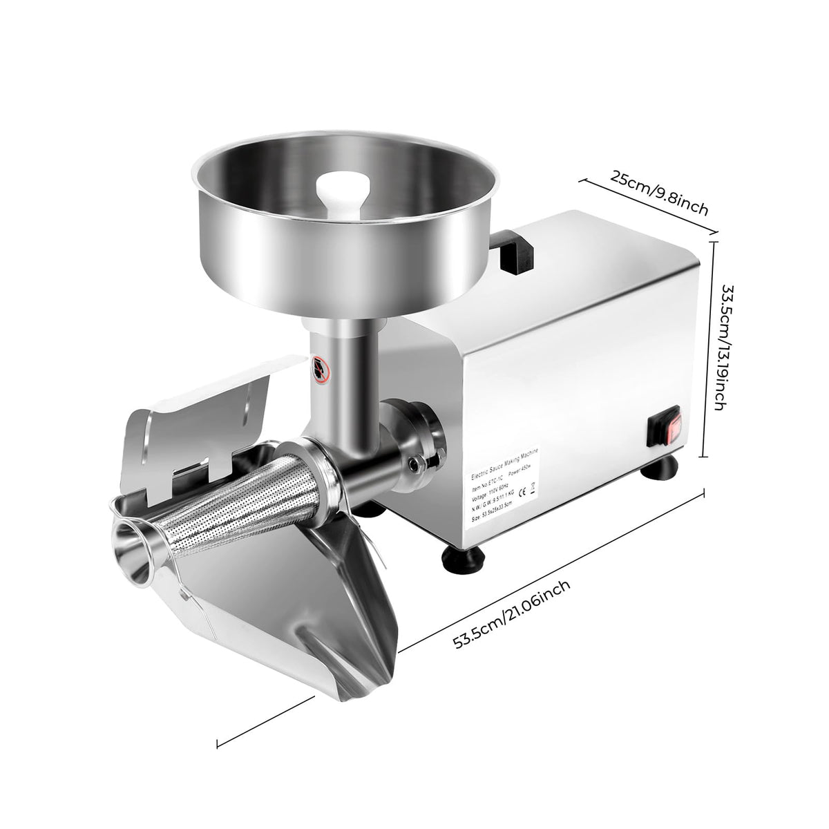 450W Electric Food Strainer with Filter and Trough B5929