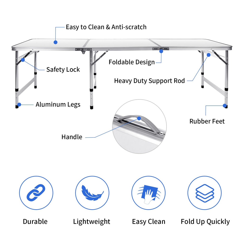 6FT Adjustable Folding Camping Table S727