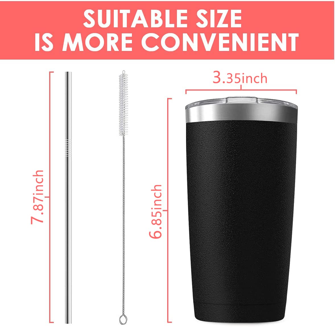 6 Pack 20 oz Stainless Steel Insulated Tumbler with Straw and Lid K30759