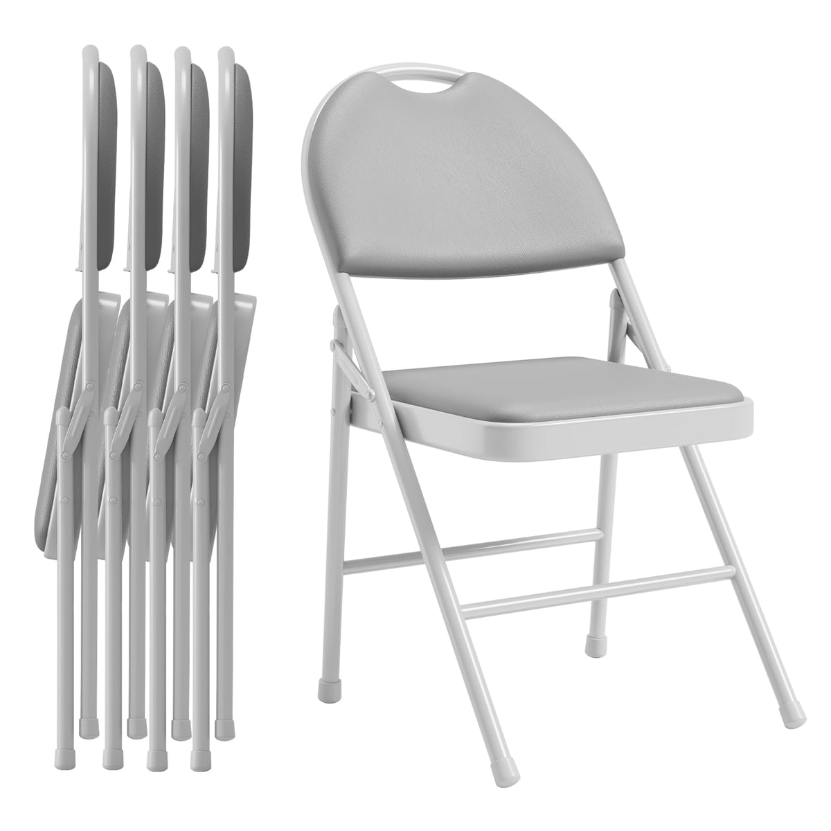 4-Pack Padded Folding Chairs Grey C7991