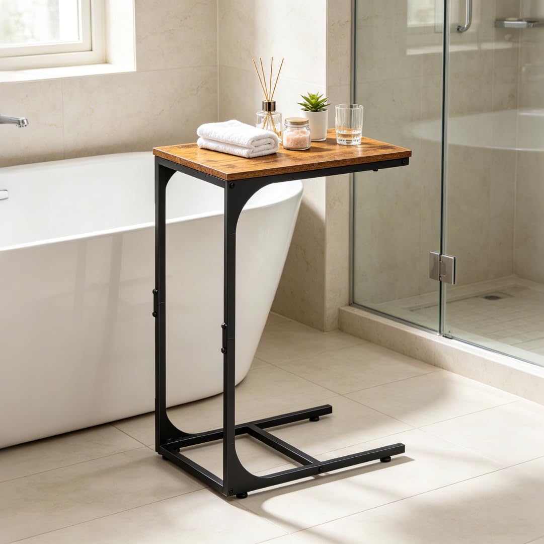 C-Shaped End Table Set of 2 Metal Frame J614