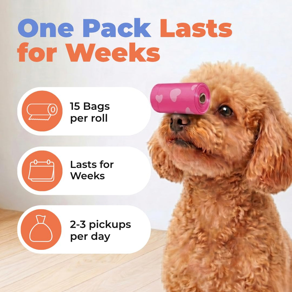 Pink Heart 150 Count Dog Poop Bags M506