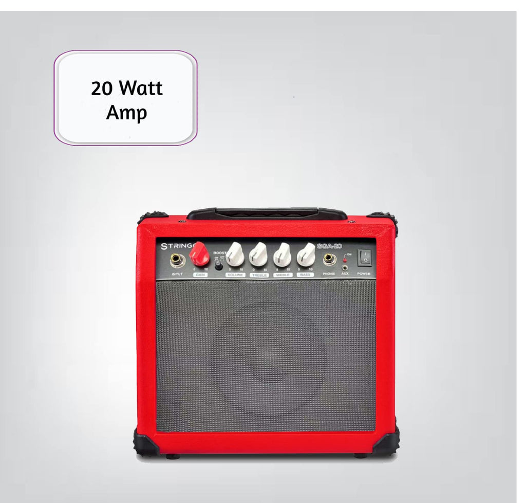 Red 30 Inch Kids Electric Guitar Beginner Kit with Amplifier D2604