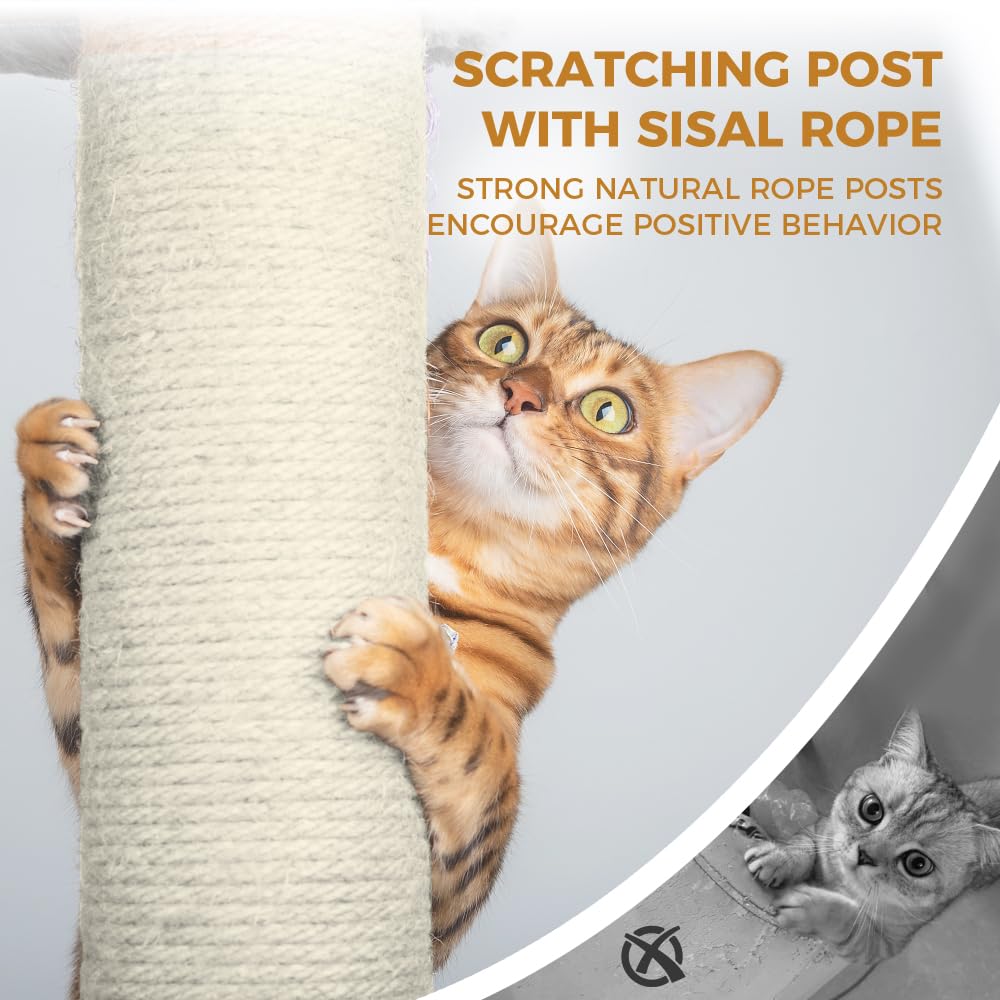 68in Multi Level Cat Tree with Hammocks, Cat Cave, Hanging Basket and Scratching Posts O8766