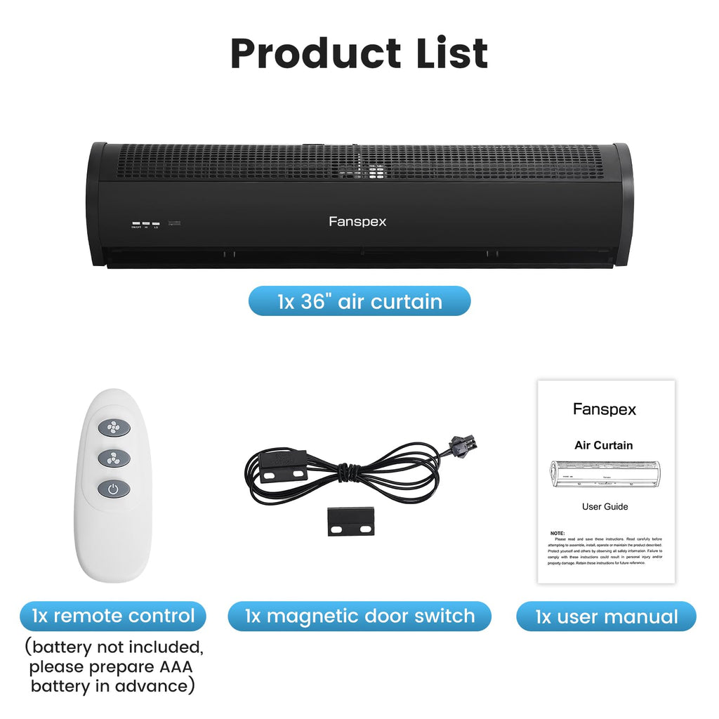 36" Wall Mounted Air Curtain E27536