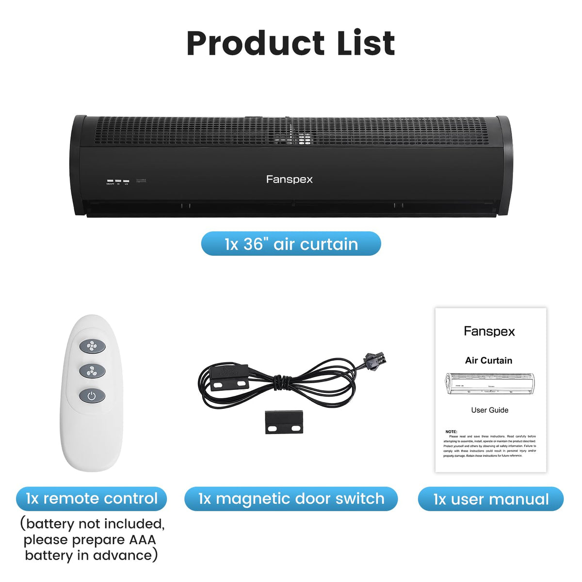 36" Wall Mounted Air Curtain E27536