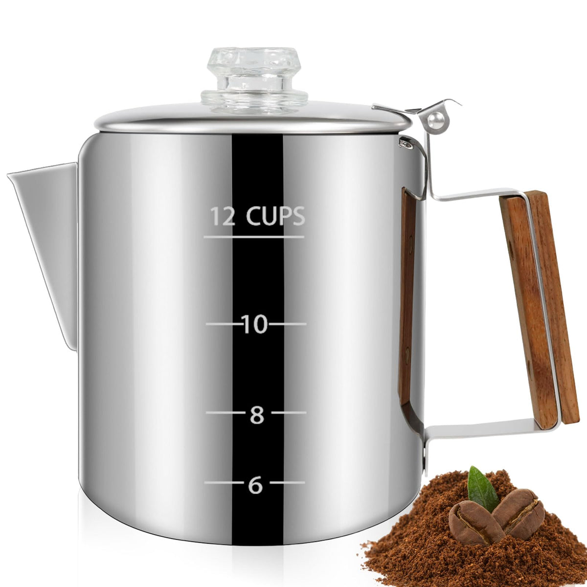 12 Cup Stainless Steel Stovetop Percolator Coffee Pot 2200ml E992