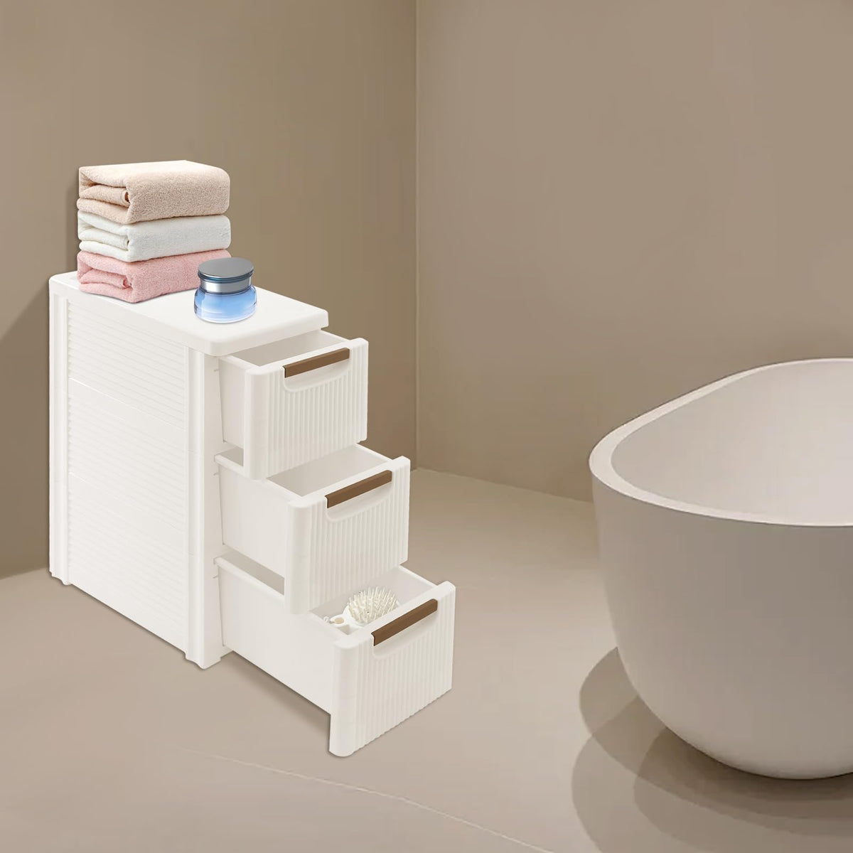 Narrow Rolling Storage Cabinet with 3 Drawers S9088