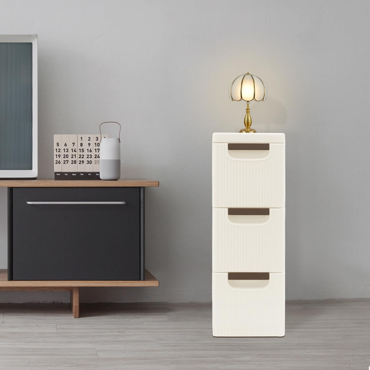 Narrow Rolling Storage Cabinet with 3 Drawers S9088