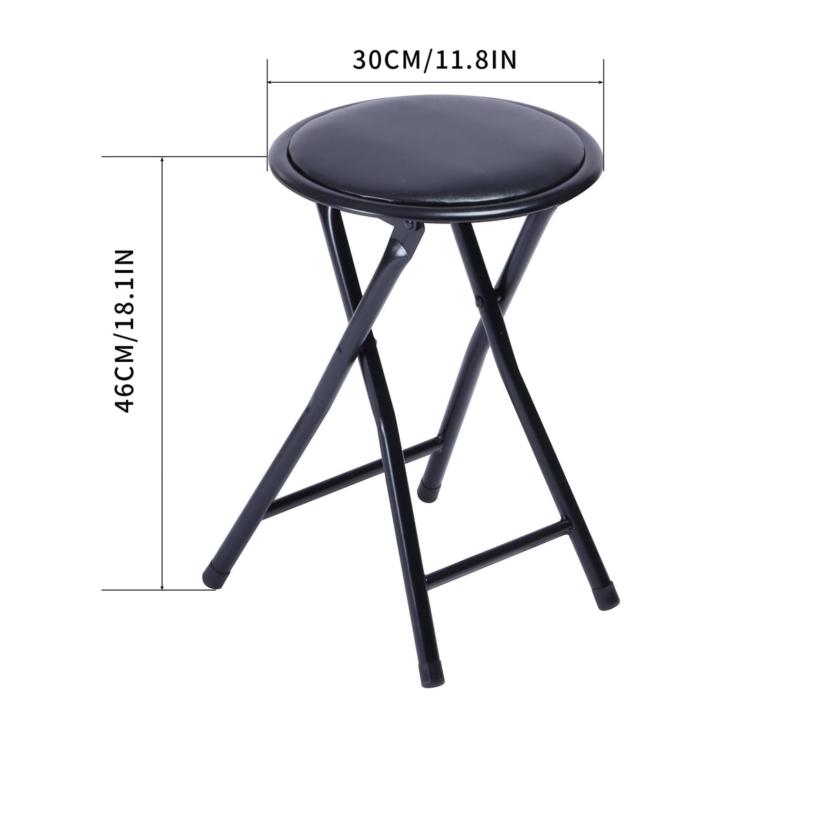 18-Inch Folding Stool with Padded Seat, Black (1 Pack) U594456