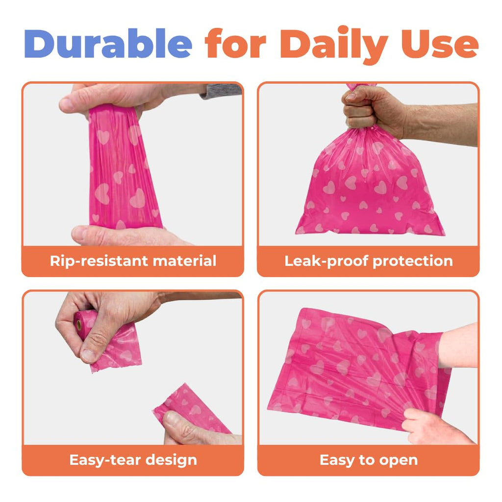 Pink Heart 150 Count Dog Poop Bags M506