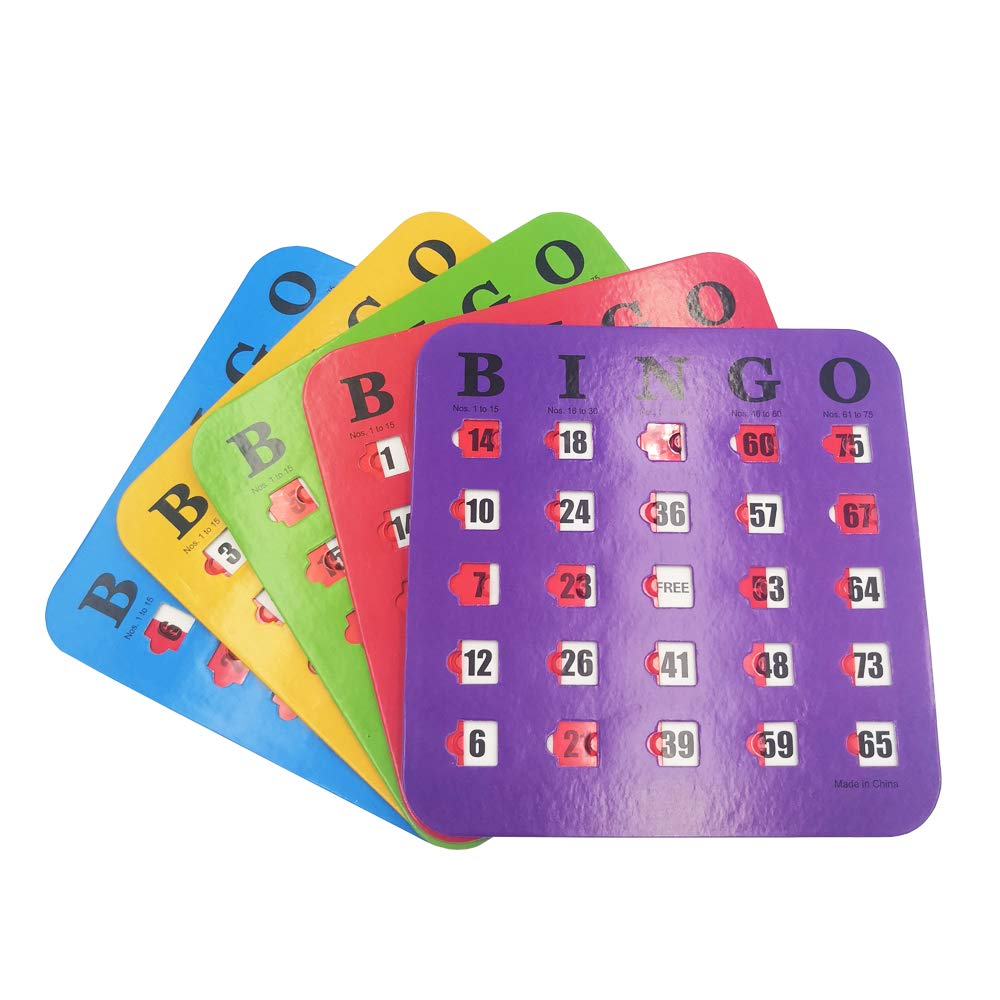 5 Pack Multi Color Extra Thick Stitched Bingo Cards E870
