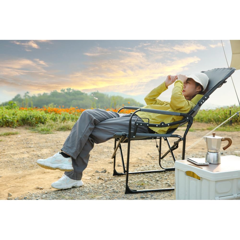 Oversized Portable Folding Camping Chair with Side Table B664271