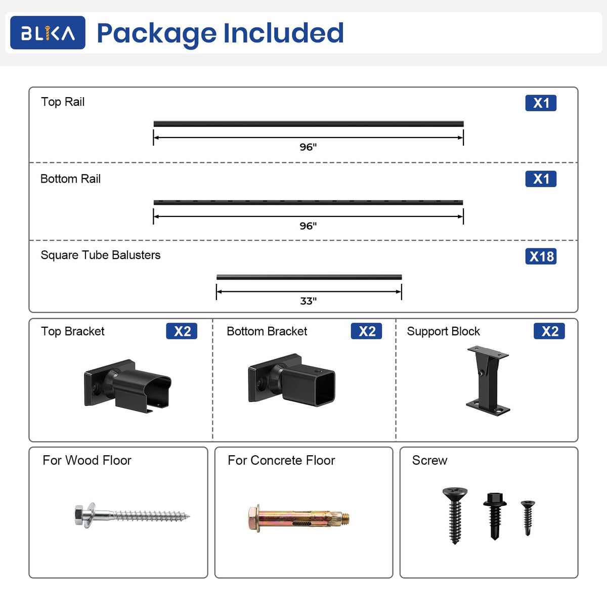 36 in. x 8 ft. Matte Black Aluminum Stair Railing Kit E9344