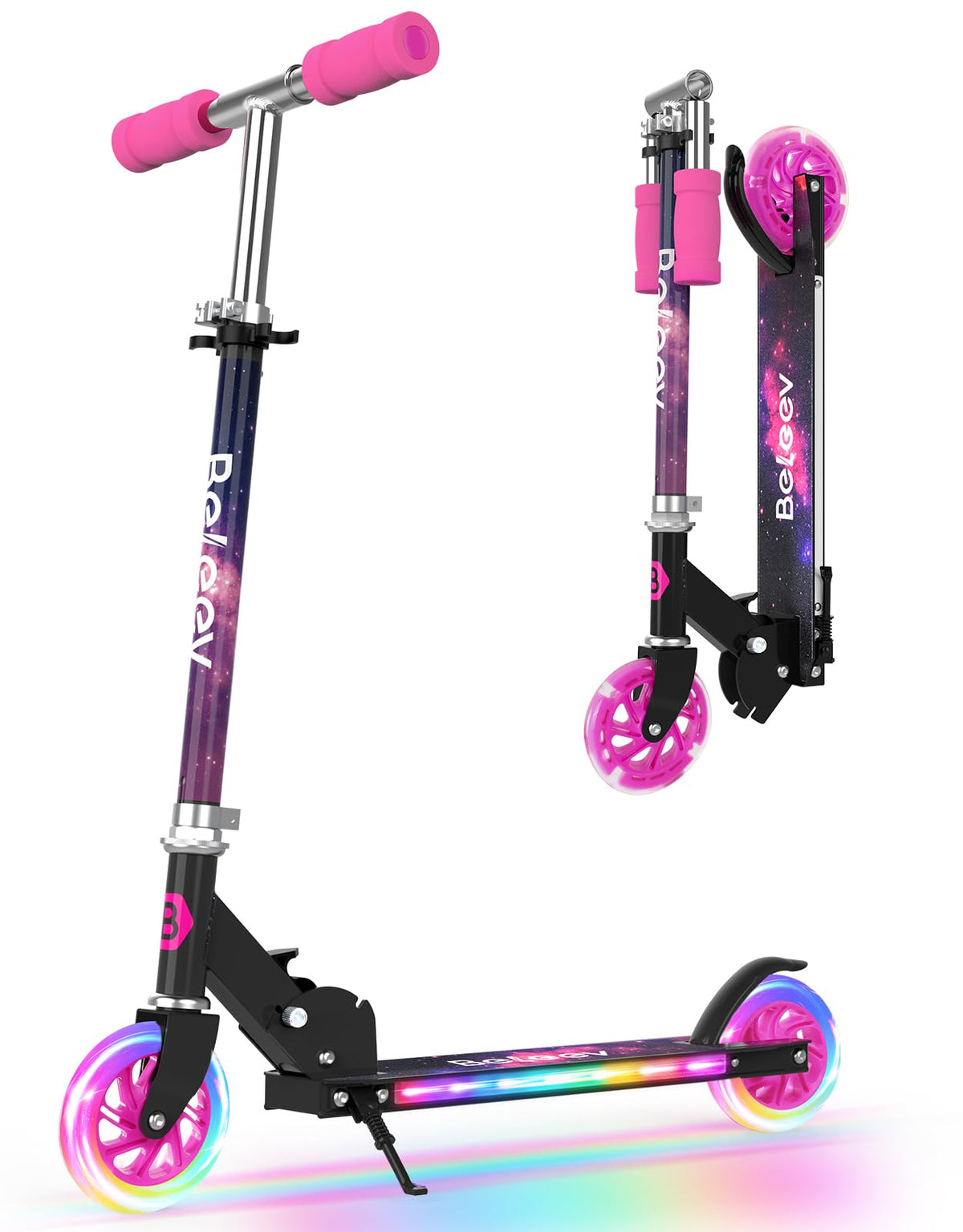 2 Wheel Folding Kick Scooter with Light Up Wheels M8462