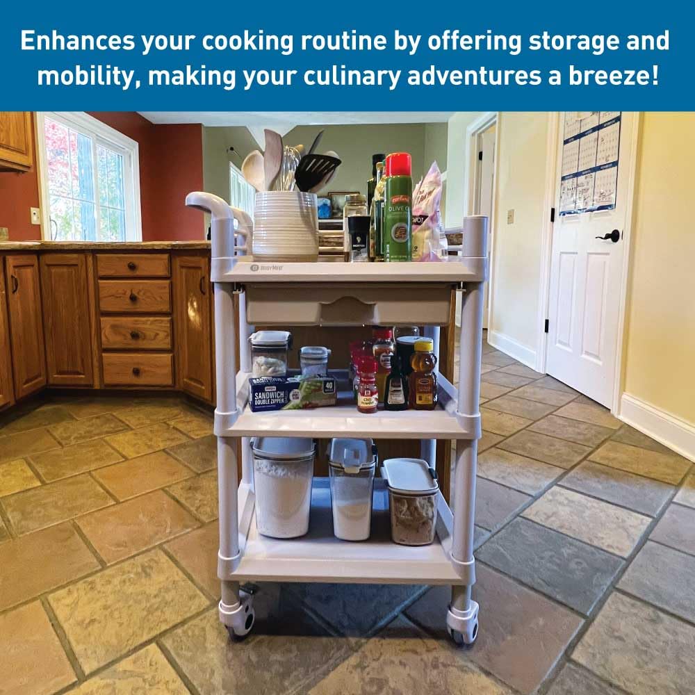 3-Tier Medical Utility Cart with Drawer and Shelves I63957