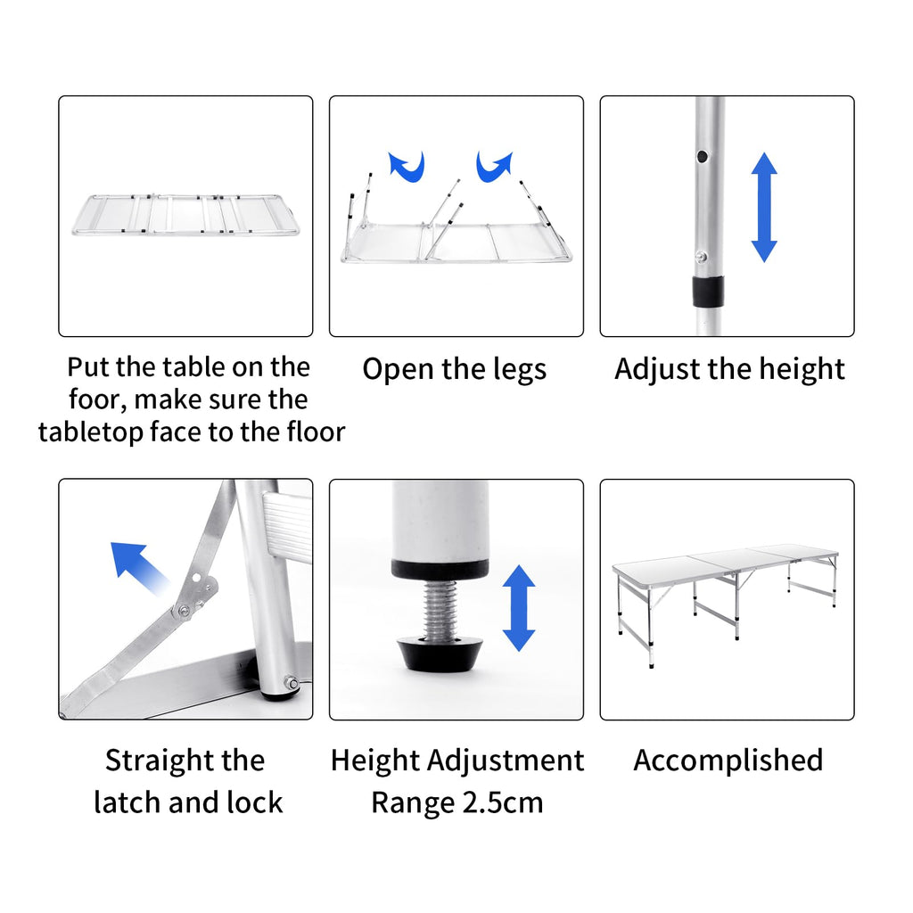 6FT Adjustable Folding Camping Table S727