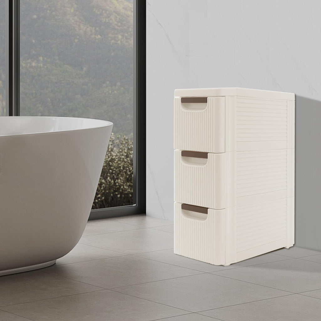 Narrow Rolling Storage Cabinet with 3 Drawers S9088