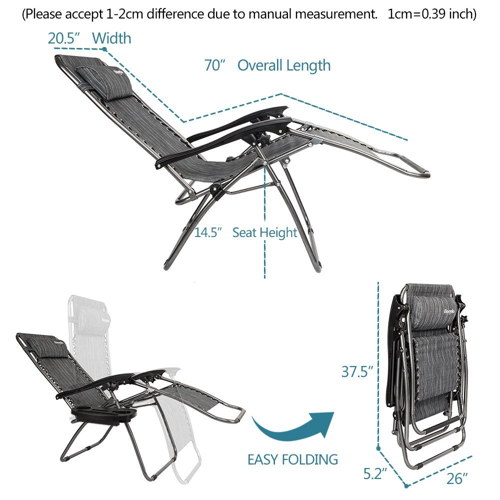 Zero Gravity Chair Set of 2 with Pillow and Cup Holder B32545