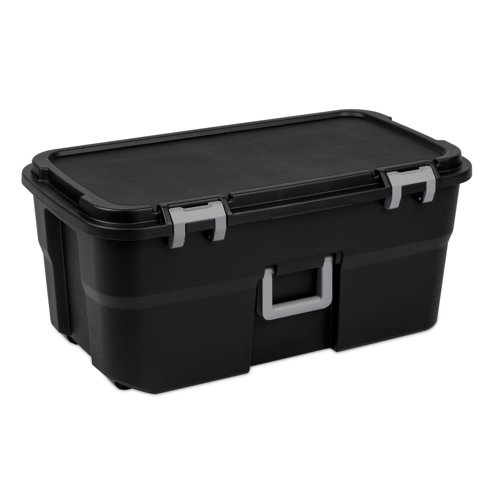 22 Gallon Black Lockable Rolling Storage Footlocker D65810