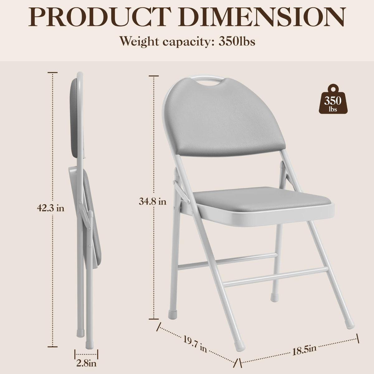 4-Pack Padded Folding Chairs Grey C7991