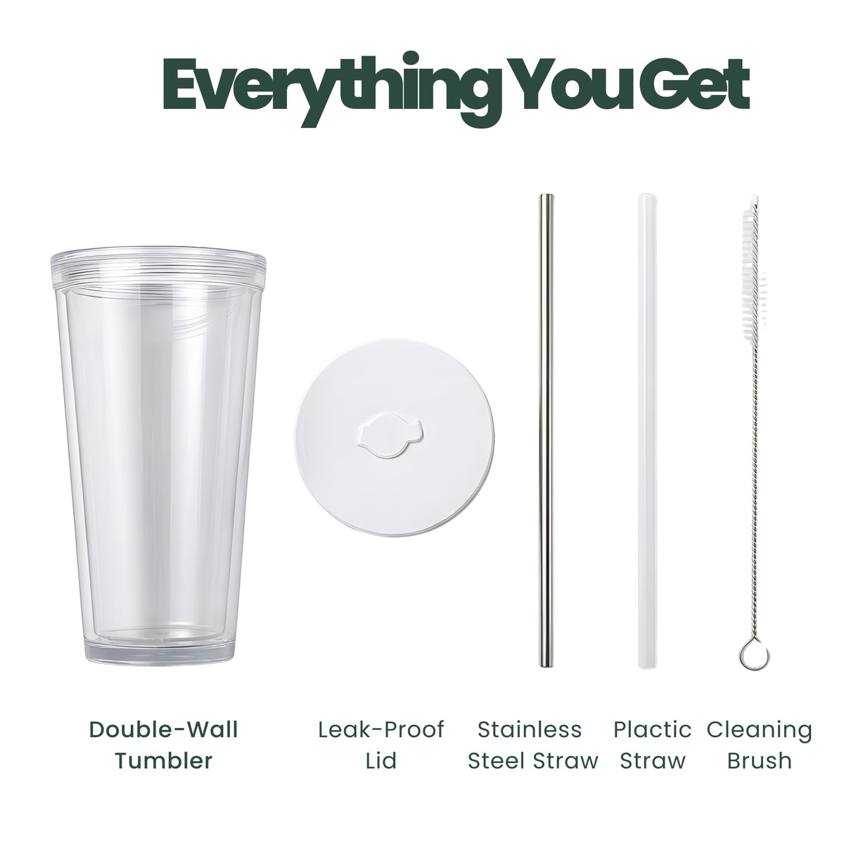 24 oz BPA-Free Double-Wall Insulated Plastic Tumbler with Lid and Straw M8481