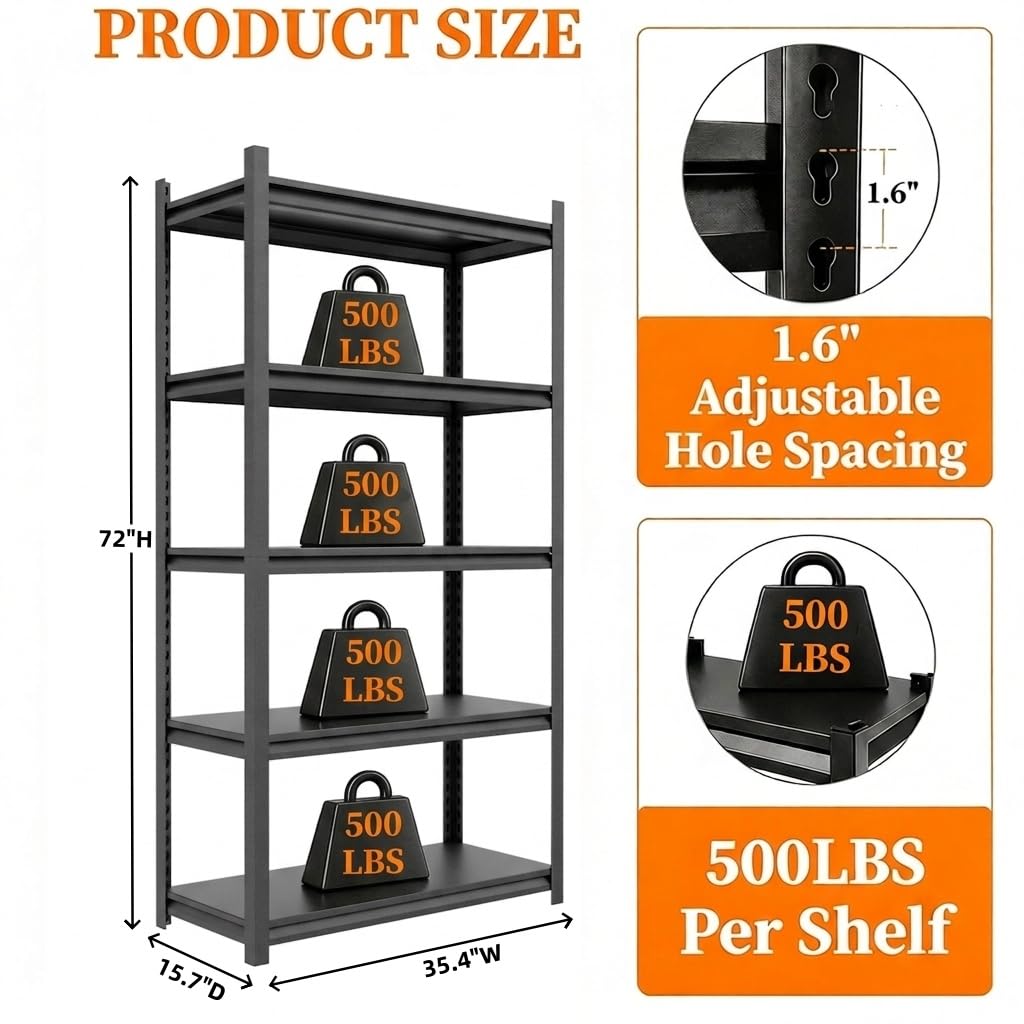 5 Tier Heavy Duty Metal Bookshelf Z71526