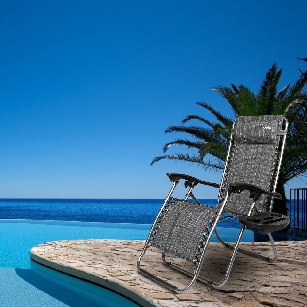 Zero Gravity Chair Set of 2 with Pillow and Cup Holder B32545
